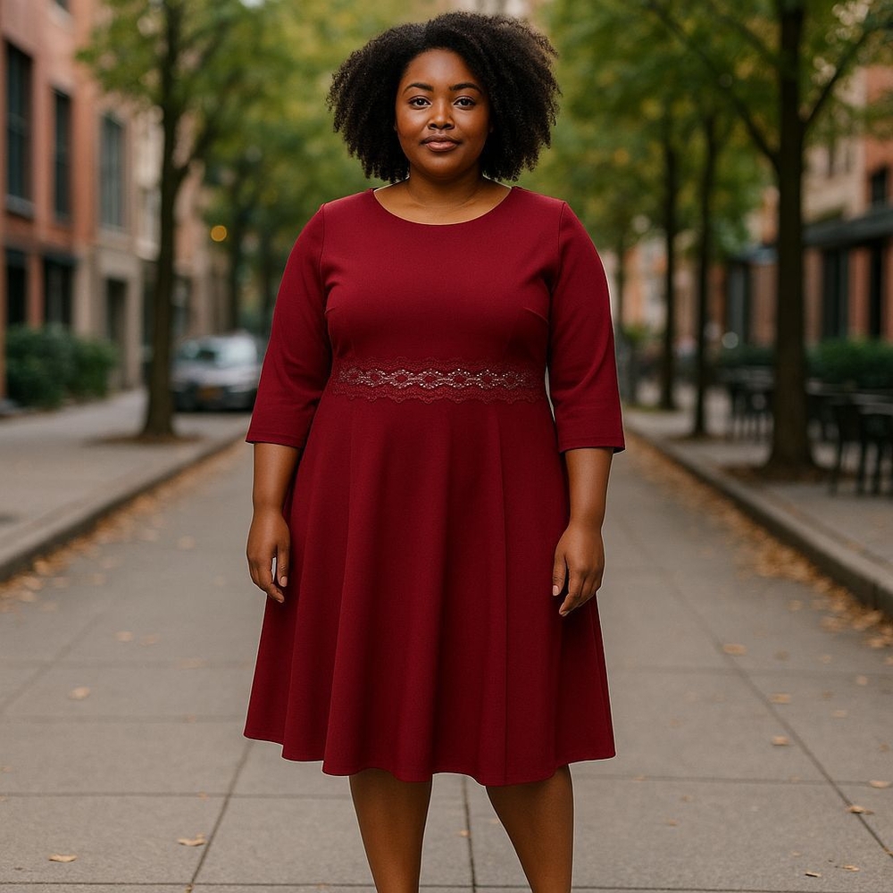 HOMEYEE DRESS  NEW SIZE 2XL BURGUNDY